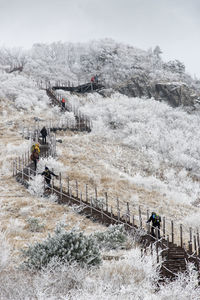 Scenic view of landscape against sky during winter