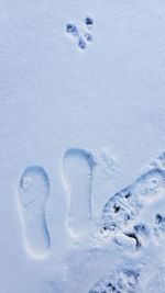 Close-up of footprint on snow