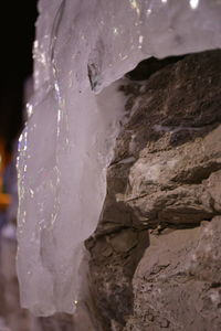 Close-up of frozen rock