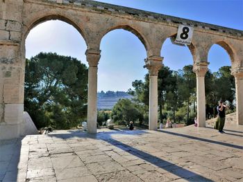 View of the mount of ollives from temple mount against sky