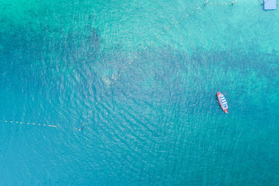 Aerial view of boat in sea