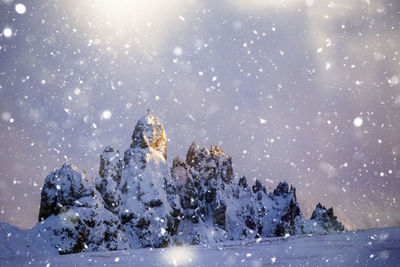 Scenic view of snowcapped mountain against sky