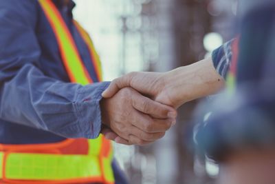 Close-up of hands working