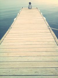 High angle view of sailboat on pier