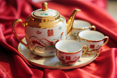 Close-up of coffee cup on table