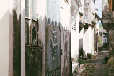 Close-up of weathered wall of old building