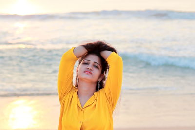 Portrait of woman on beach