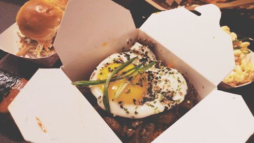 Close-up of served food in plate