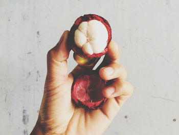 Midsection of woman holding apple