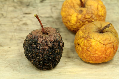 High angle view of fruits on table