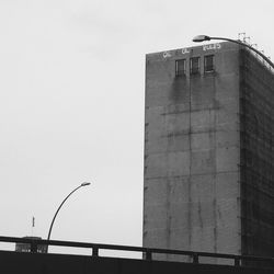 Low angle view of buildings against clear sky