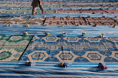 High angle view of people on beach