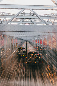 High angle view of train at railroad station