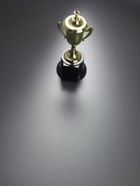 Close-up of trophy against gray background