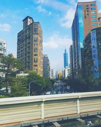 Skyscrapers in city against sky