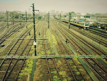 Railroad track against sky