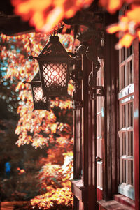 Close-up of illuminated lantern