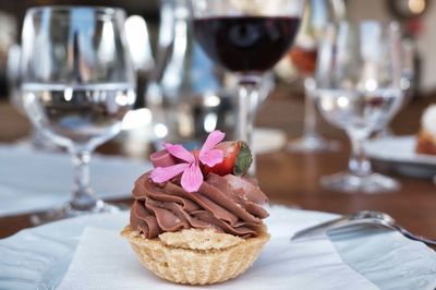 Close-up of cake on table