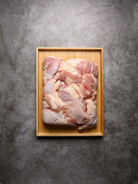 High angle view of food on cutting board