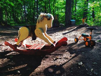 High angle view of stuffed toy in park