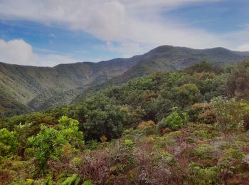 Scenic view of mountains against sky