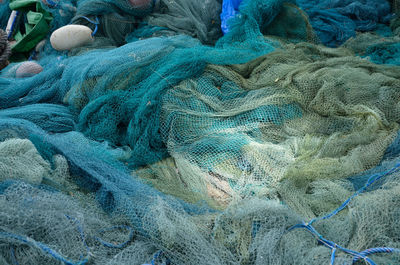 High angle view of fishing nets