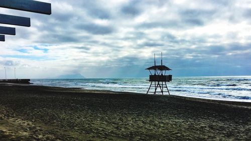 Scenic view of sea against cloudy sky