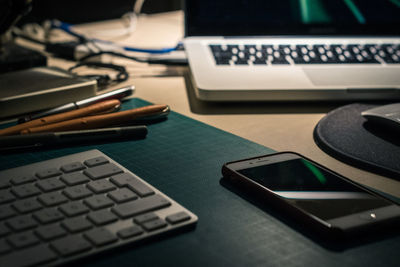 Close-up of laptop on table