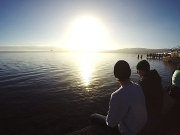 Scenic view of sea at sunset