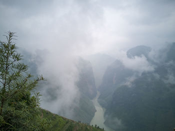 Scenic view of mountains against sky