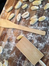 High angle view of food on table