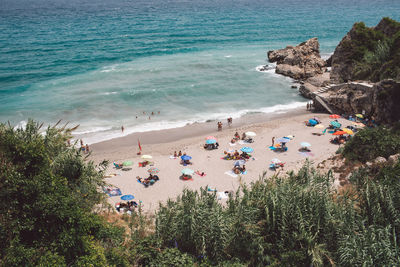 High angle view of people on beach