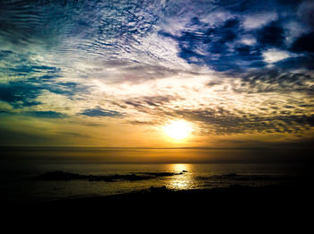 Scenic view of sea at sunset