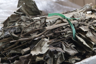 View of oriental medicine materials on the street market