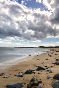 Scenic view of beach against sky