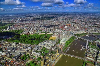 High angle view of city