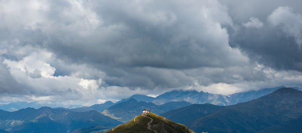 Panoramic view of snowcapped mountains against sky