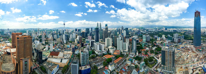 Panoramic aerial view of cloudy day at kuala lumpur, malaysia