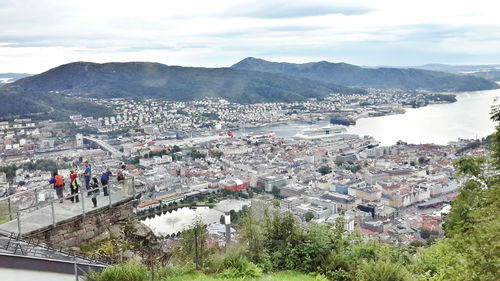 High angle view of townscape against sky