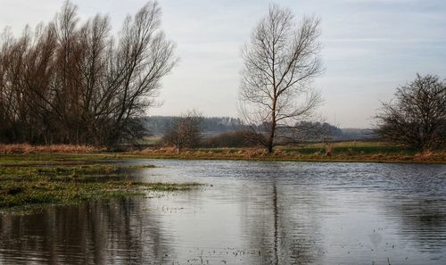 Scenic view of lake against sky