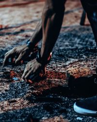 Low section of man running