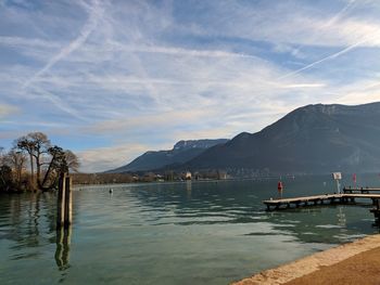 Scenic view of lake against sky