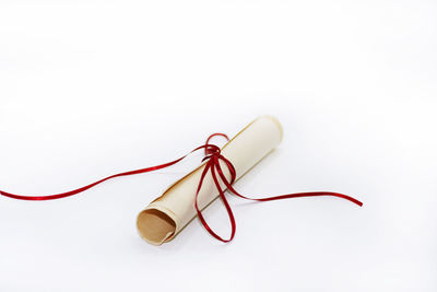 High angle view of electric lamp against white background