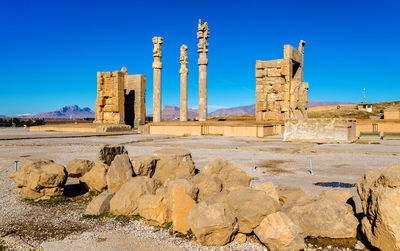 View of historical building against blue sky