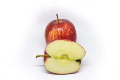 Close-up of apple against white background