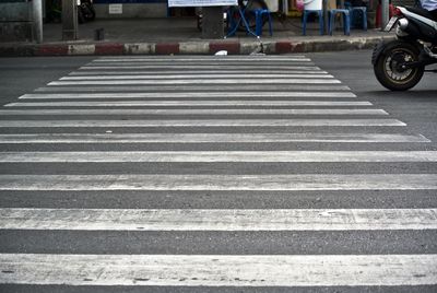 Zebra crossing on road