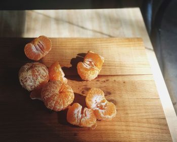 High angle view of fruits on table