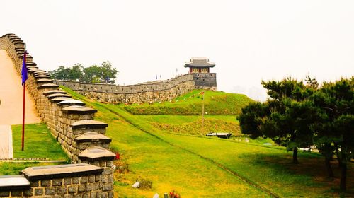 Low angle view of castle against clear sky