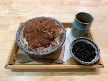 High angle view of cake on table