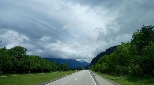 Surface level of country road along trees